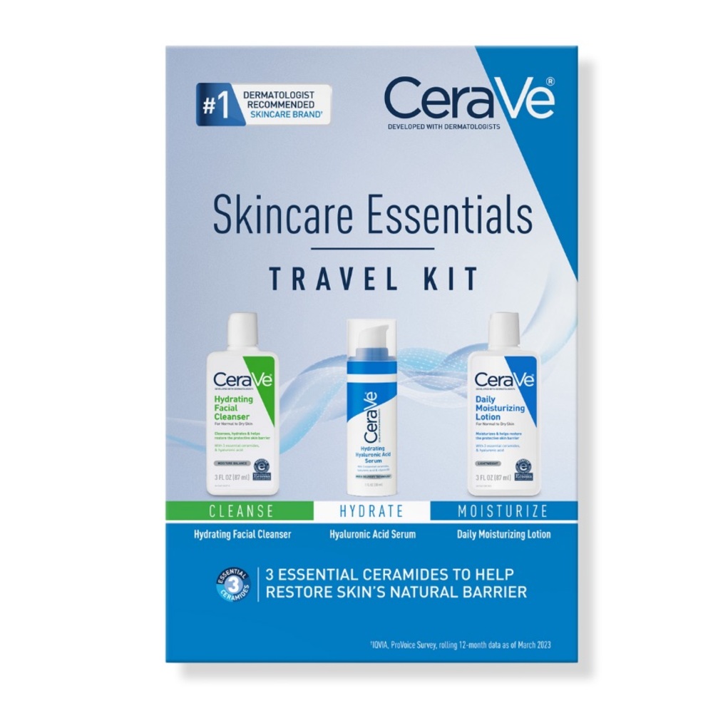 NEW 3pc CeraVe Skincare Essentials Travel Kit - Cleanser, Serum, Moisturizer